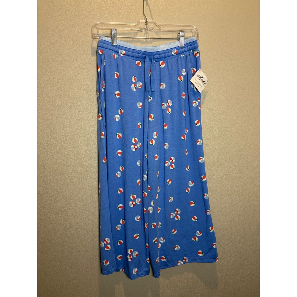 Jockey Generation Soft Touch Luxe Cropped Pajama Pants Blue Beach Ball Small NWT